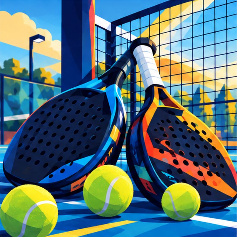 Raket dan bola padel di lapangan